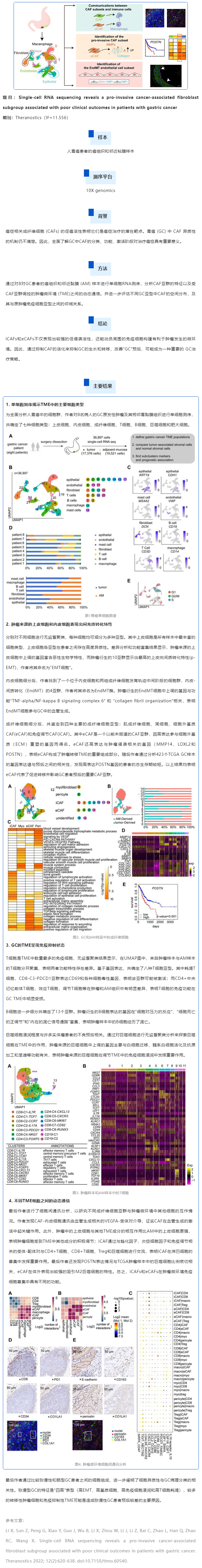 文獻(xiàn)解讀_單細(xì)胞 RNA 測(cè)序揭示癌癥相關(guān)成纖維細(xì)胞在胃癌腫瘤微環(huán)境中的特征